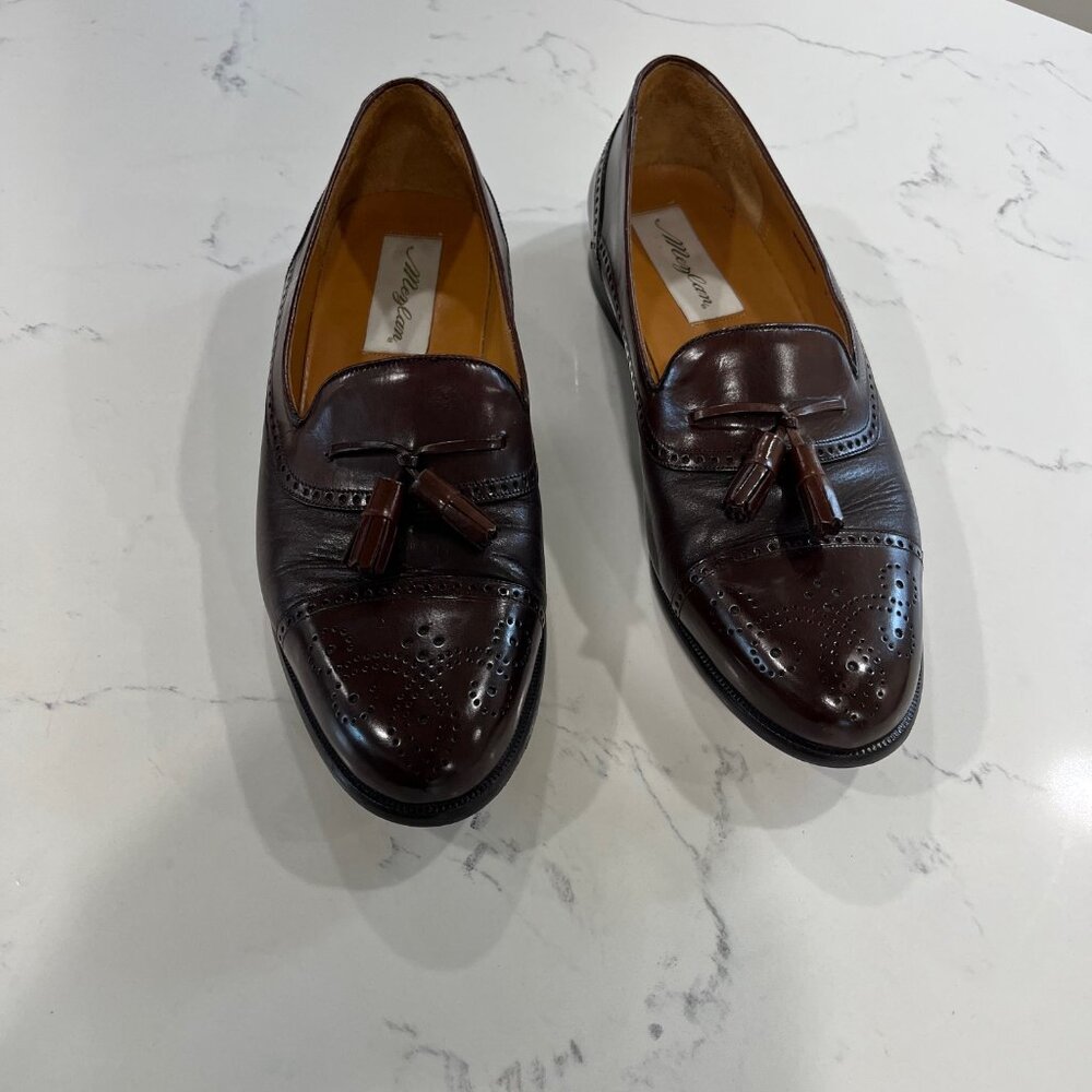 Mezlan Men's Havana Brown Leather Wintip Tassel Loafer Size 9.5 Made in Spain